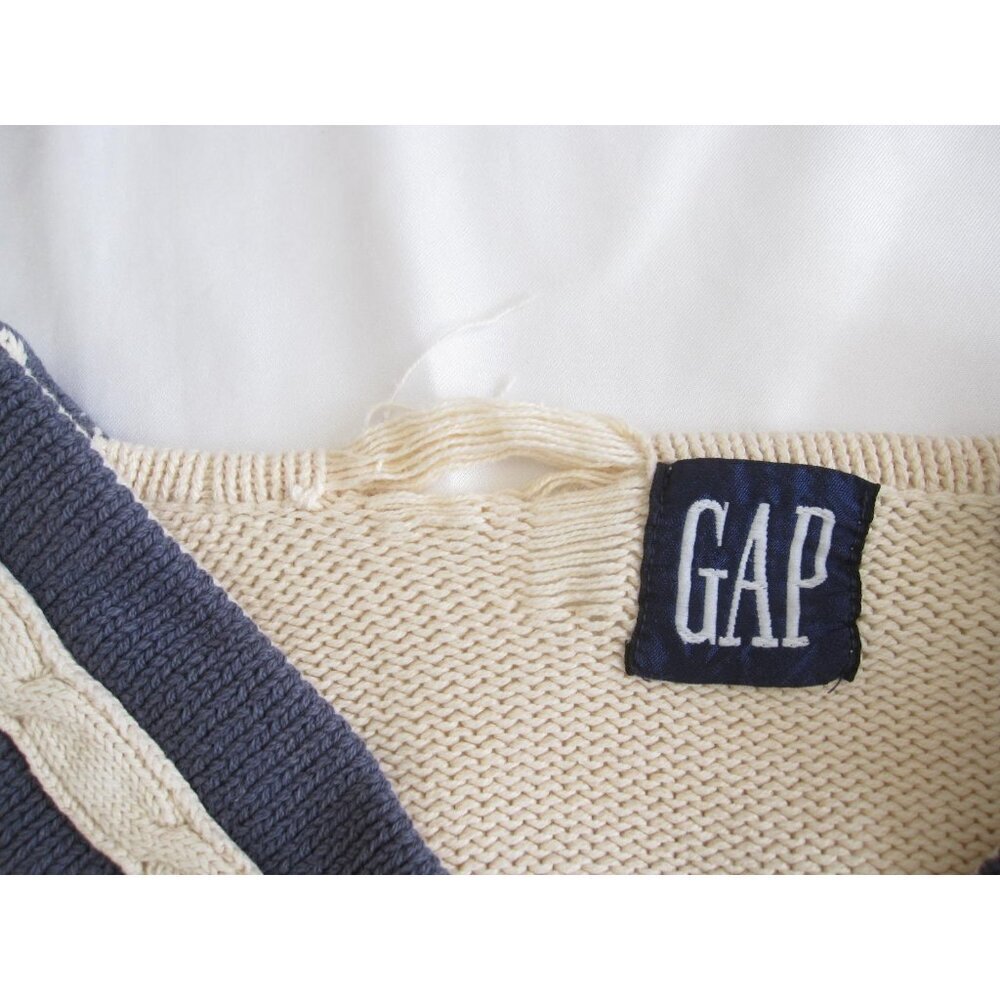 Vtg GAP Old Money Varsity Sweater Ivy Preppy V-Neck Academia Sz XL (MS48) Issue - Picture 8 of 9